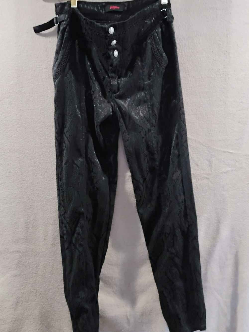 Women's Black Jacquard High-Rise Pants